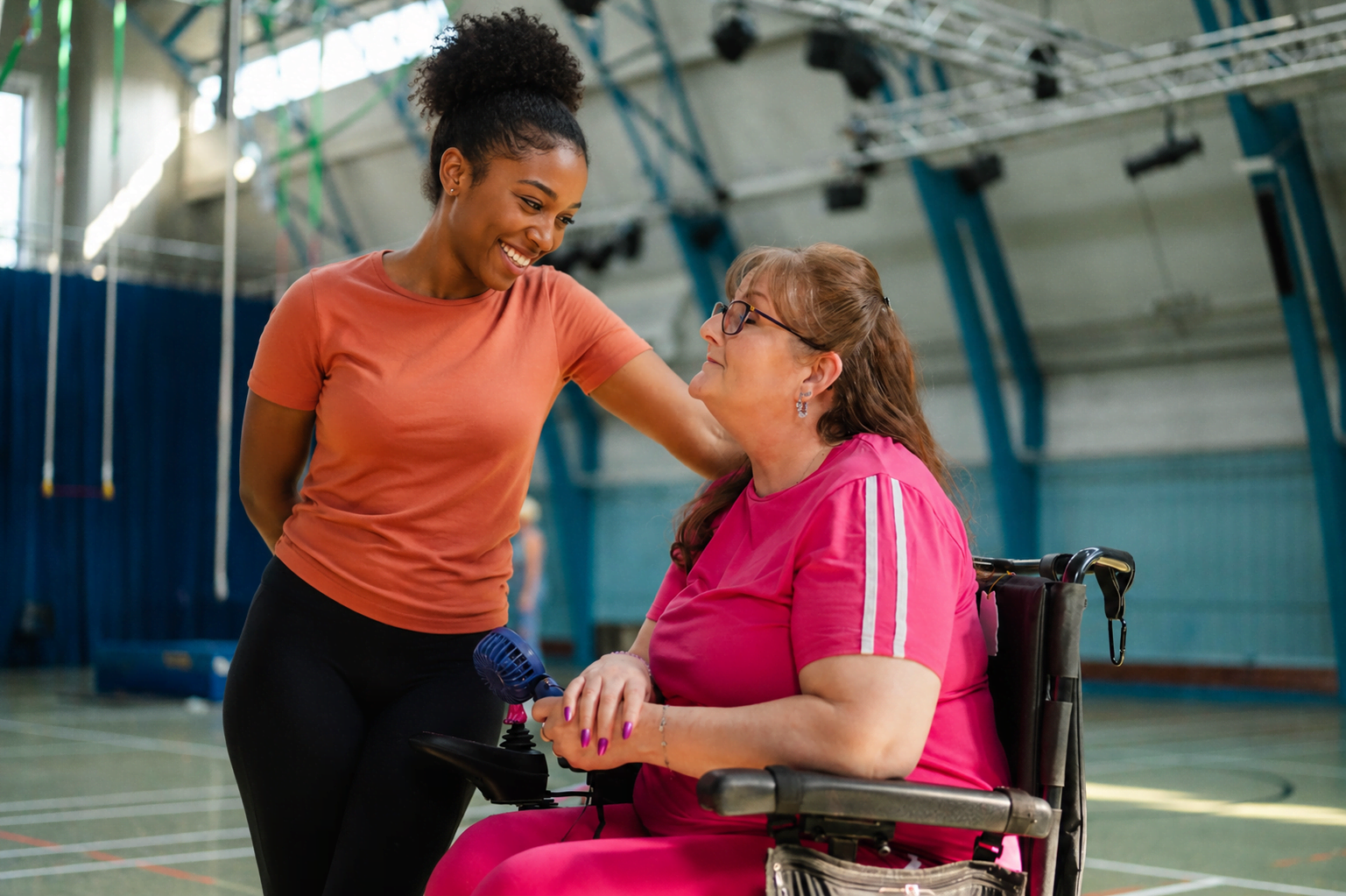 Support worker and participant with psychosocial disability in a supportive conversation